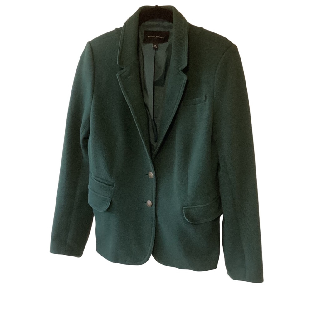 Banana Republic Factory Knit Pique Blazer Emerald Green 14 Textured 2-Button